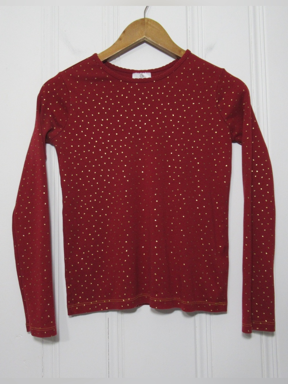 Hanna Andersson Pima Cotton Red Gold Dots Long Sleeve Tee Size 12